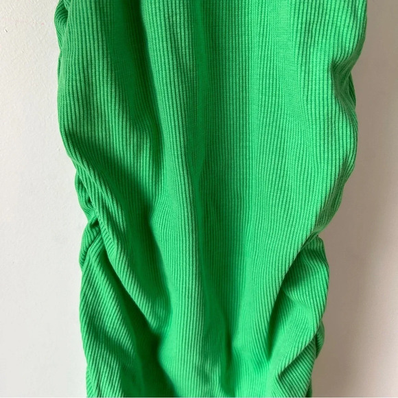NWT F21 green rib knit  ruched side body‎ con dress - Picture 7 of 7
